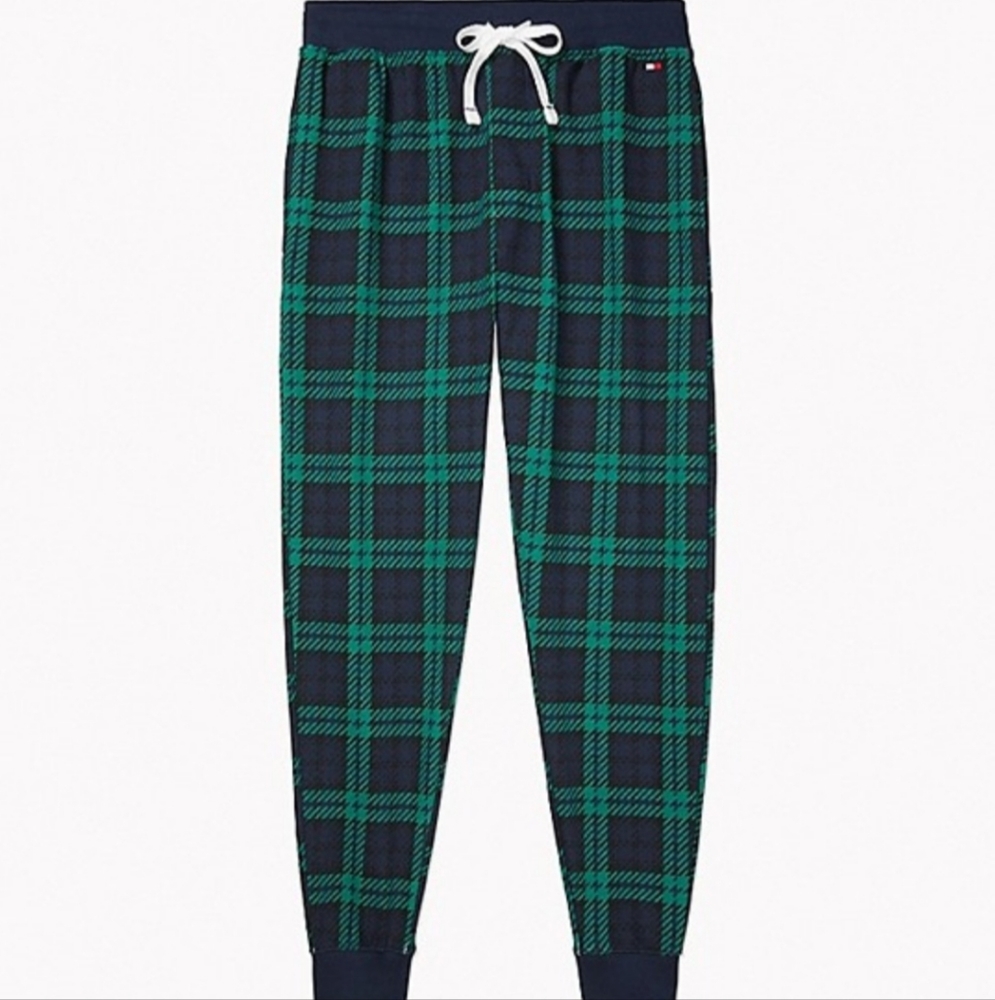 TOMMY HILFIGER MENS BLACKWATCH PLAID GREEN TARTAN LOUNGE JOGGER NWT SO